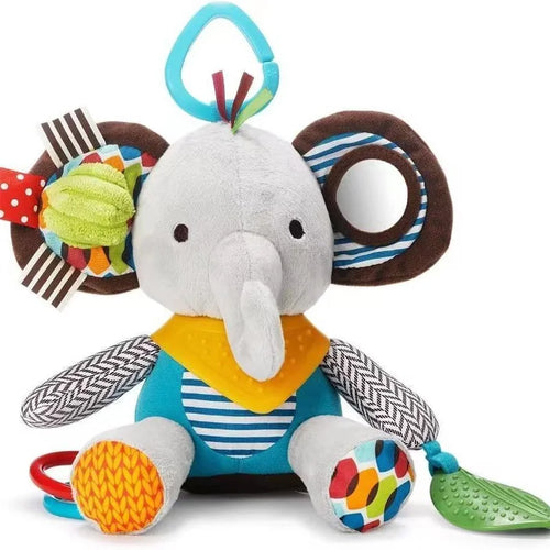 Plush Elephant Rattle – Montessori Sensory Toy for Babies