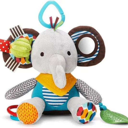 Plush Elephant Rattle – Montessori Sensory Toy for Babies