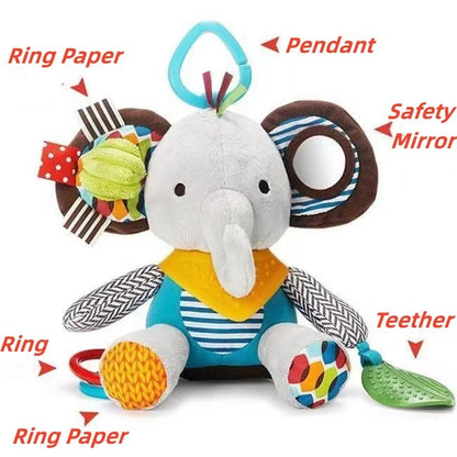 Plush Elephant Rattle – Montessori Sensory Toy for Babies